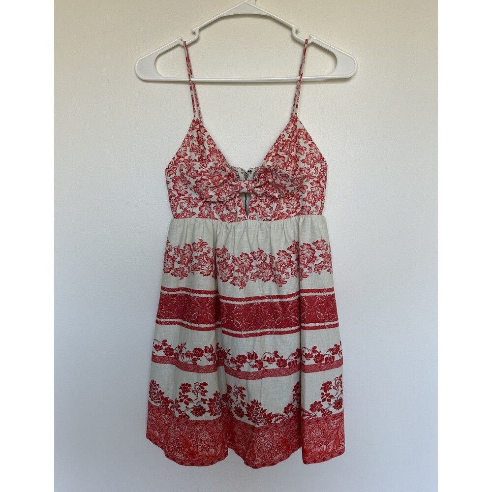 Alice + Olivia Red Floral Linen Blend Sundress Slip Dress – Size 0